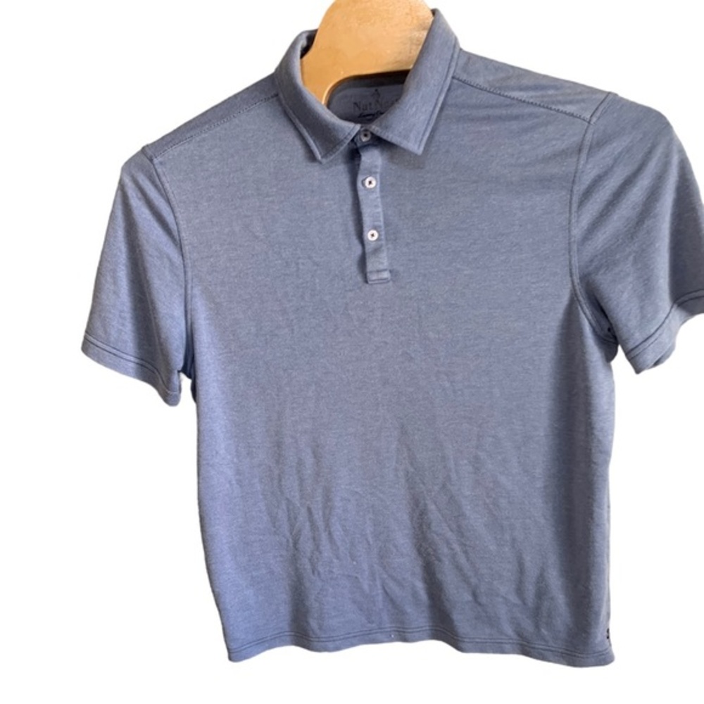 Nat Nast‎ Luxury Originals polo shirt Large Blue short sleeve rayon/polyester